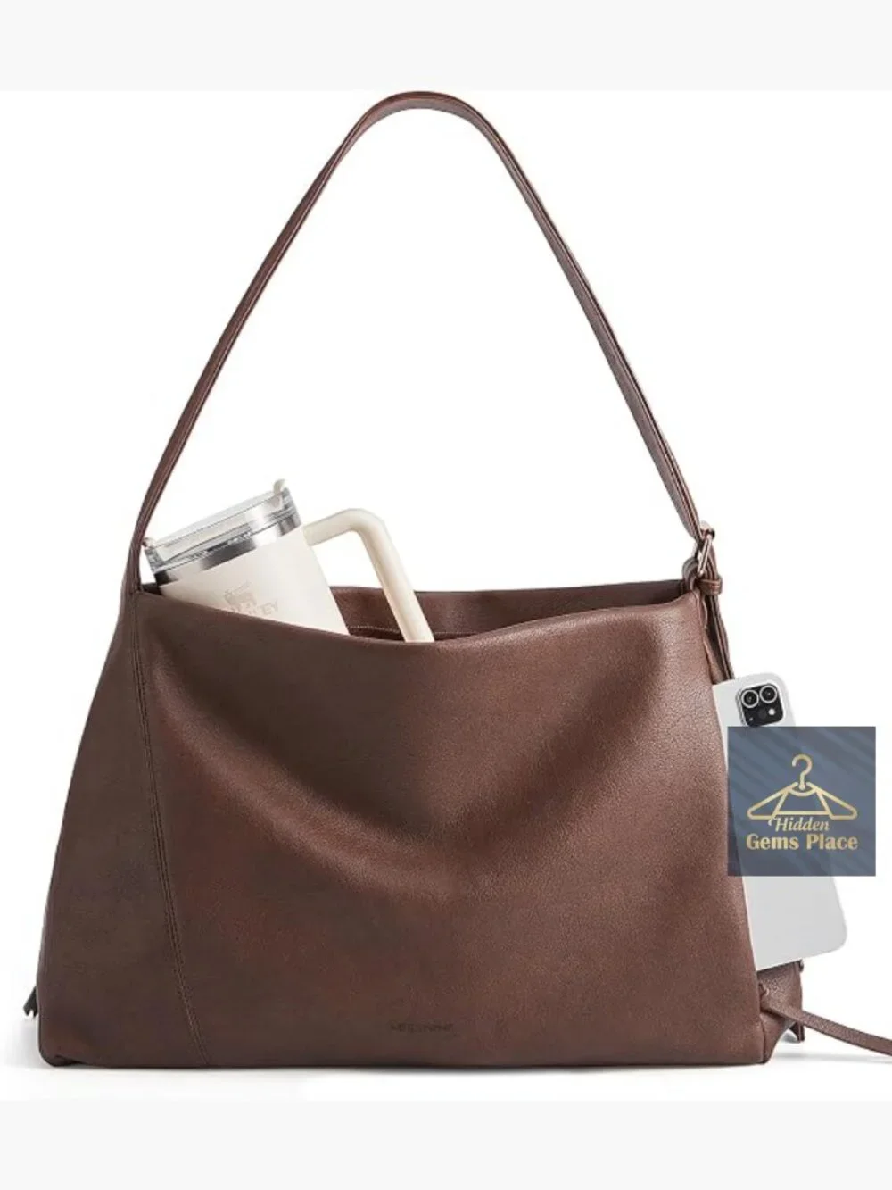 Vegan Leather Hobo Bag with Multi-Pockets Large Shoulder Tote Crossbody